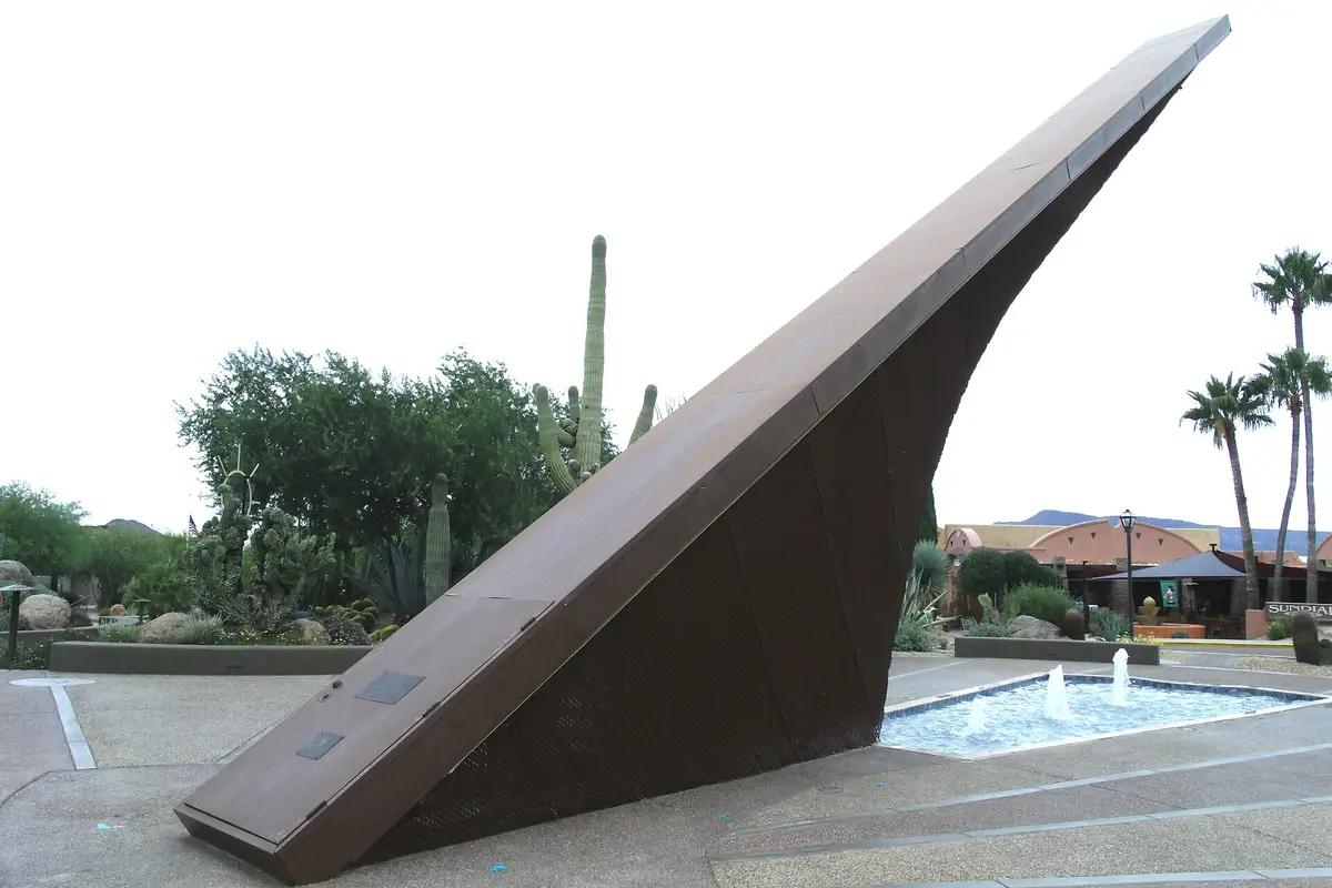 Carefree Sundial and surrounding desert landscaping